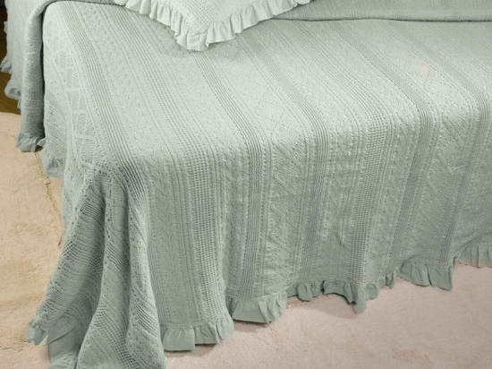 Κουβέρτα Με Βολάν ΣΧ.454 Aqua Down Town Υπέρδιπλo 230x260cm 100% Βαμβάκι