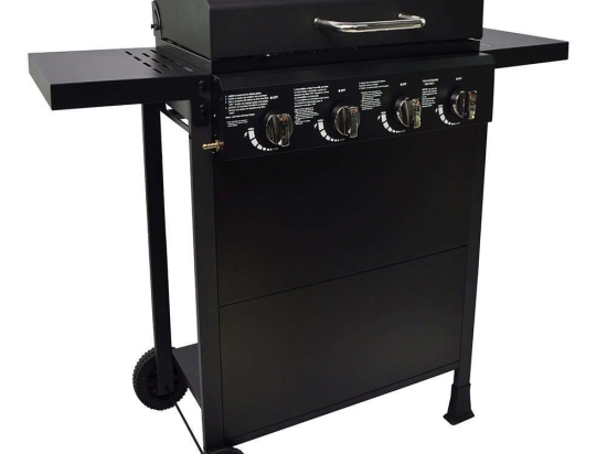 Ψησταριά Υγραερίου 4 Καυστήρων Gas Bbq Intro GB-P400 118x50x102cm Black Kaiser Ανοξείδωτο Ατσάλι