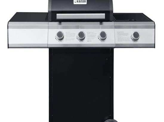 Ψησταριά Υγραερίου 3+1 Καυστήρων Gas Bbq Inova K112-3BJCI 124x60x112cm Silver-Black Kaiser Μαντέμι,Ανοξείδωτο