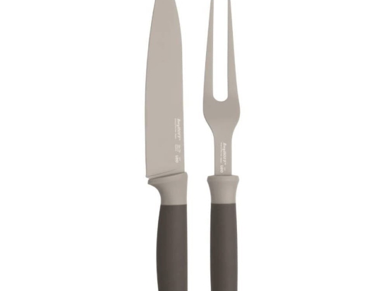 Μαχαίρι & Πιρούνι Κρέατος Leo (Σετ 2Τμχ) 3950095 32,5cm/30cm Grey BergHOFF Ανοξείδωτο Ατσάλι