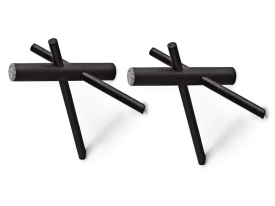 Κρεμάστρα Sticks (Σετ 2Τμχ) 380500 15,5x12,5x14,5cm Black Normann Copenhagen Ξύλο