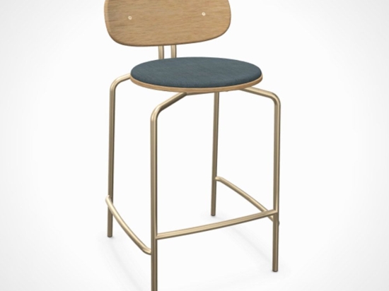 Σκαμπό Curious 5919-1C719-17 49x51x88.7cm Brass Quantom Blue