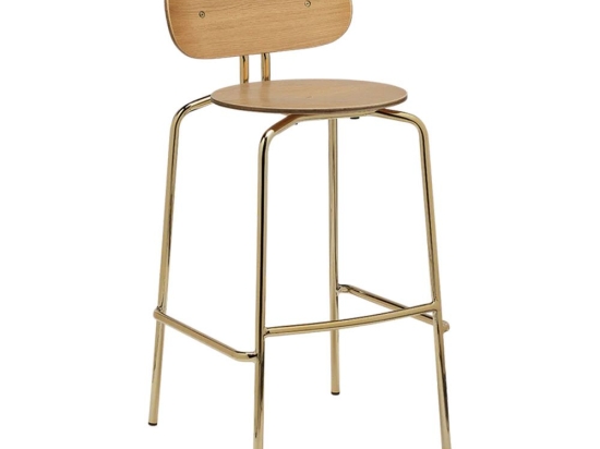 Σκαμπό Μπαρ Curious 5918-1 49.5x52x98.7cm Brass Natural