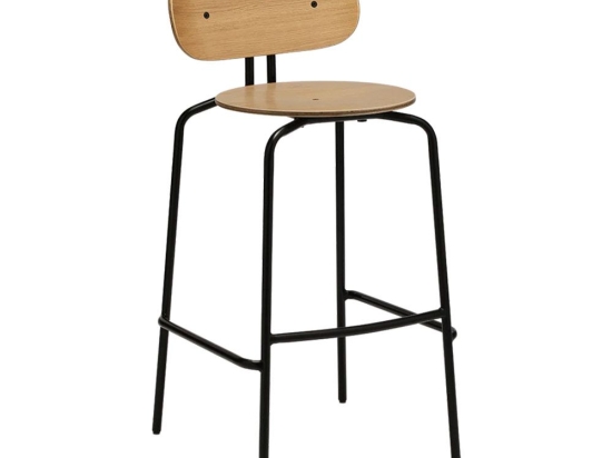 Σκαμπό Μπαρ Curious 5918-3 49.5x52x98.7cm Black Natural