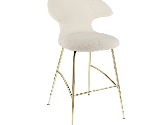 Σκαμπό Μπάρ Time Flies Teddy 590-18C5912-1 51x56x112cm White-Brass Umage