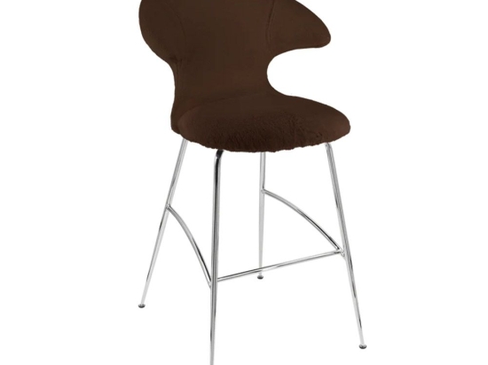 Σκαμπό Μπάρ Time Flies Teddy 590-19C5912-2 51x56x112cm Brown-Chrome Umage
