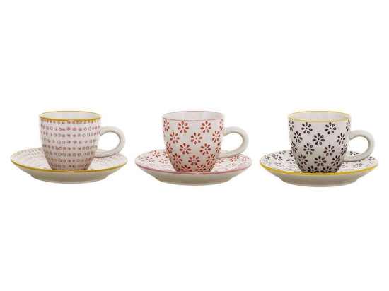 Φλυτζάνια Καφέ Με Πιατάκι Susie (Σετ 3Τμχ) 21105737 90ml Multi Bloomingville Κεραμικό
