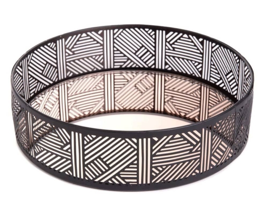 Δίσκος Διακοσμητικός Art Deco 161954 20x5cm Black Μέταλλο,Γυαλί