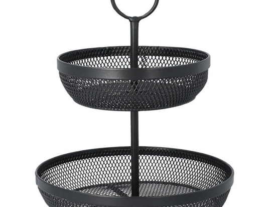 Φρουτιέρα 2 Επιπέδων Gridio 207234 31x26cm Black Μέταλλο