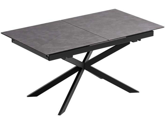 Τραπέζι Επεκτεινόμενο 606-124-107 160x90x76cm Grey-Black Πέτρα,Μέταλλο