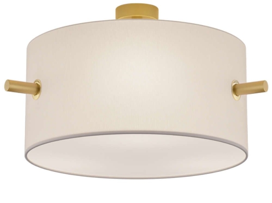 Φωτιστικό Οροφής - Πλαφονιέρα Camden 608300308 3xE27 40W Φ50cm 35cm Brass Mat-White Trio Lighting Μέταλλο,Ύφασμα