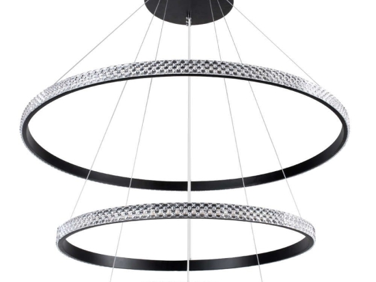 Φωτιστικό Οροφής Diamond Trio 61138 Led 120W Φ40-60-80cm Black GloboStar Αλουμίνιο