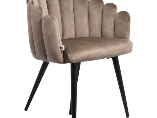 Πολυθρόνα 631-124-020 64x60x84cm Beige-Black Βελούδο, Μέταλλο