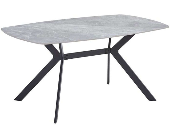 Τραπέζι 635-124-003 130x80x75cm Grey-Black Πέτρα,Μέταλλο