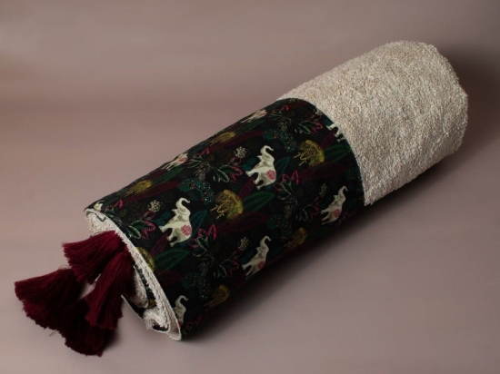 Πετσέτα Θαλάσσης Elephants Beige White Fabric Θαλάσσης 80x160cm 100% Βαμβάκι