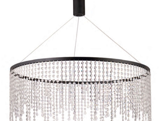 Φωτιστικό Οροφής 77-8137 Led 80cm Crescendo Black Homelighting Κρύσταλλο,Μέταλλο