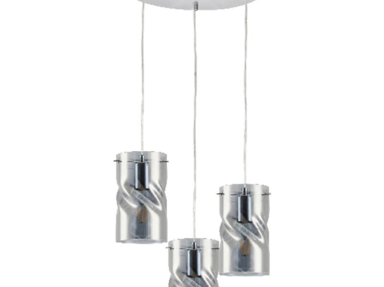 Φωτιστικό Οροφής Twist Smokey 77-8182 3xE27 60W Silver Homelighting Μέταλλο