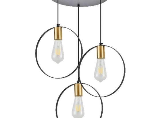 Φωτιστικό Οροφής Hoop 77-8203 3xE27 60W Brass-Black Homelighting Μέταλλο