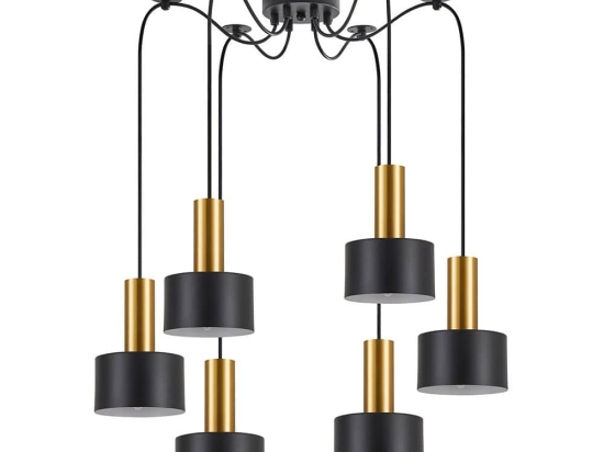 Φωτιστικό Οροφής Adept Tube 77-8632 50x50x300cm 6xE27 60W Black-Gold Homelighting