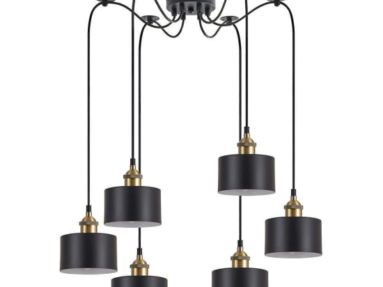 Φωτιστικό Οροφής Adept 77-8761 50x50x300cm 6xE27 60W Black-Gold Homelighting