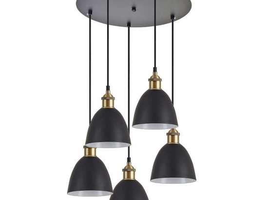 Φωτιστικό Οροφής Adept 77-8772 40x40x300cm 5xE27 60W Black-Gold Homelighting