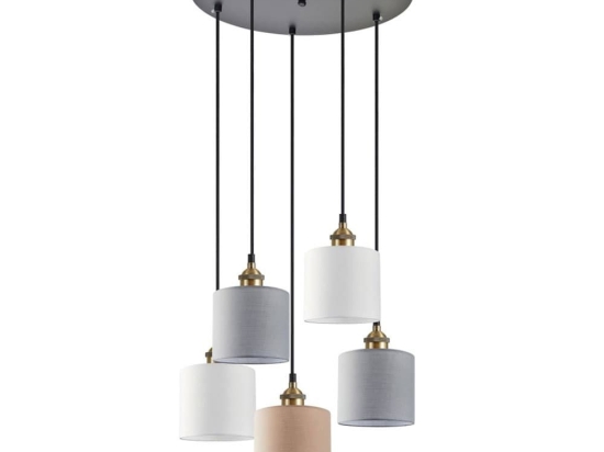 Φωτιστικό Οροφής Κρεμαστό Magnum Flex 77-9034 40x300cm 5xE27 60W White - Grey - Brown Homelighting Μέταλλο,Ύφασμα