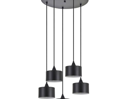Φωτιστικό Οροφής Κρεμαστό Adept 77-9042 40x300cm 5xE27 60W Black Homelighting Μέταλλο