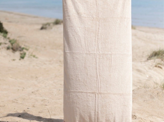 Πετσέτα Θαλάσσης Kenya Beige White Fabric Θαλάσσης 80x160cm 100% Βαμβάκι