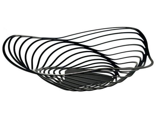 Φρουτιέρα Trinity ACO01 B Φ43x10cm Μεταλλική Black με Δώρο 2 Δαχτυλίδια Πετσέτας Alessi Μέταλλο
