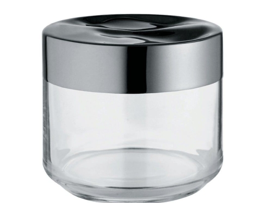 Βάζο Αποθήκευσης Julieta LC07 500ml 9,3cm Clear-Inox Alessi Ατσάλι,Γυαλί