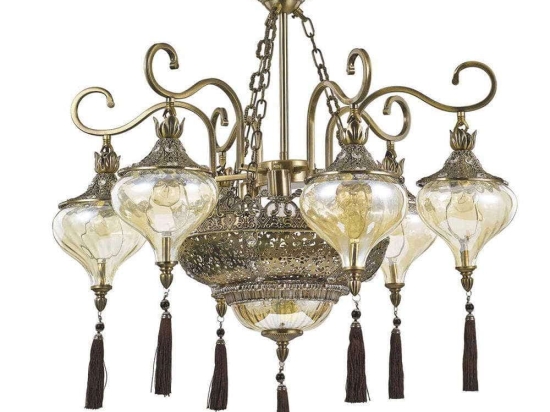 Φωτιστικό Οροφής Harem 116006 75x80/170cm 9xE27 60W Gold Ideal Lux