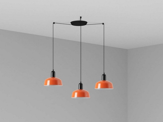 Φωτιστικό Οροφής Κρεμαστό Tatawin Metal S 20340-143-3L 3xE2 Black-Reddish Orange Faro Barcelona