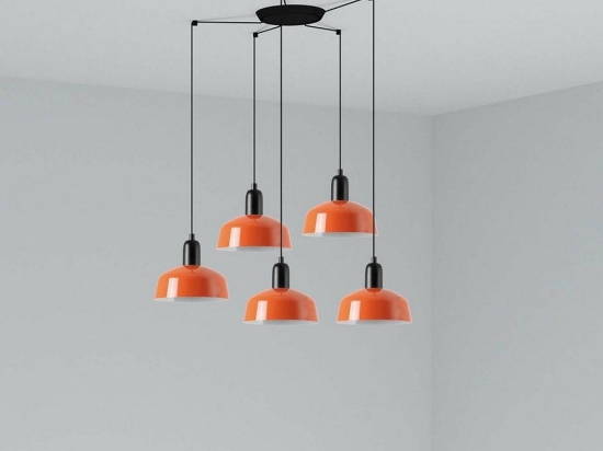 Φωτιστικό Οροφής Κρεμαστό Tatawin Metal S 20340-143-5L 5xE27 Black-Reddish Orange Faro Barcelona