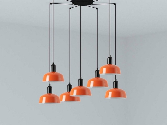 Φωτιστικό Οροφής Κρεμαστό Tatawin Metal S 20340-143-7L 7xE27 Black-Reddish Orange Faro Barcelona