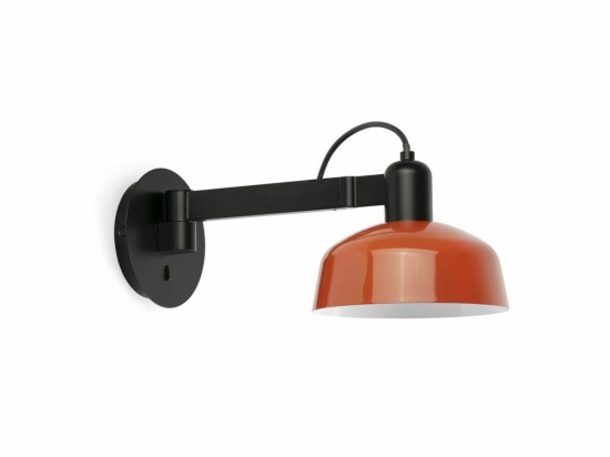 Φωτιστικό Τοίχου Tatawin Arm Metal 1xE27 Black-Reddish Orange Faro Barcelona