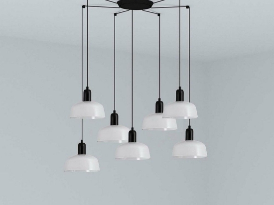 Φωτιστικό Οροφής Κρεμαστό Tatawin Metal S 20340-140-7L 7xE27 Black-White Faro Barcelona