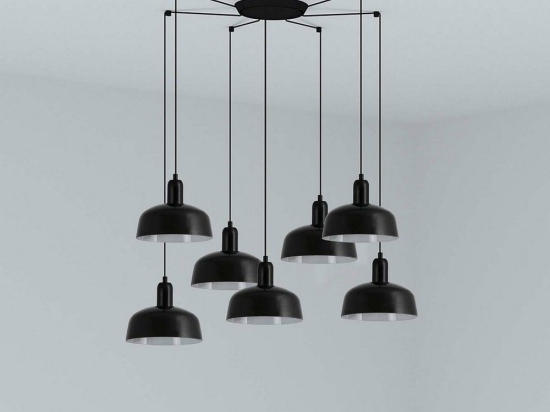 Φωτιστικό Οροφής Κρεμαστό Tatawin Metal S 20340-141-7L 7xE27 Black Faro Barcelona