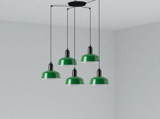 Φωτιστικό Οροφής Κρεμαστό Tatawin Metal S 20340-144-5L 5xE27 Black-Green Faro Barcelona