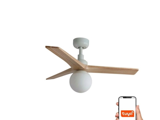 Ανεμιστήρας Οροφής Klim S 34281WT-11L Tuya Smart D92,5cm 1xE27 White-Oak Faro Barcelona