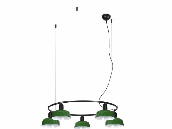 Φωτιστικό Οροφής Κρεμαστό Tatawin Circular Metal S 5xE27 Black-Green Faro Barcelona