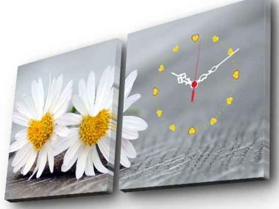 Πίνακας Καμβάς Με Ρολόι (Σετ 2Τμχ) 228CLA2601 28x28cm Multi Wallity Τετράγωνοι Ξύλο, Καμβάς