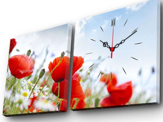 Πίνακας Καμβάς Με Ρολόι (Σετ 2Τμχ) 228CLA2615 28x28cm Multi Wallity Τετράγωνοι Ξύλο, Καμβάς