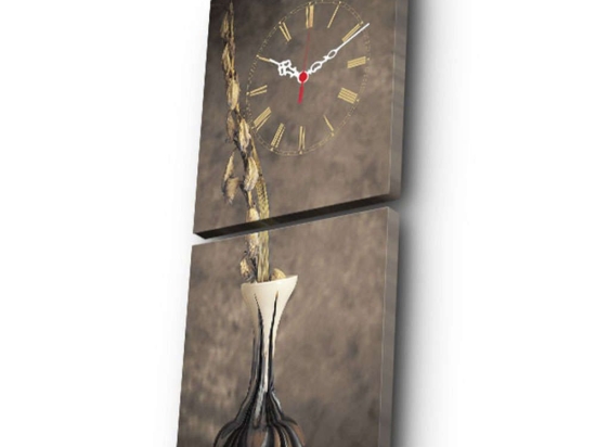 Πίνακας Καμβάς Με Ρολόι (Σετ 2Τμχ) 228CLA2620 28x28cm Multi Wallity Τετράγωνοι Ξύλο, Καμβάς