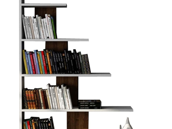 Βιβλιοθήκη Reward 745DCD3615 121,8x19,5x120cm White-Walnut