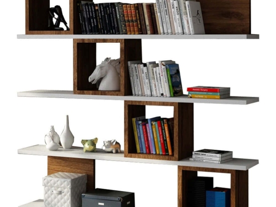 Βιβλιοθήκη Wind 745DCD3619 120x19,5x119,9cm White-Walnut