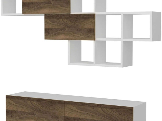 Σύνθεση Τηλεόρασης Aristo 756FRN3044 135x31,6x25cm White-Walnut