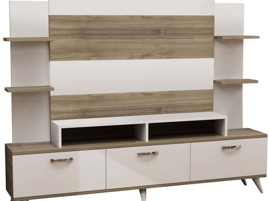 Σύνθεση Τηλεόρασης Diana 788DEC3075 180x30x143cm White-Walnut