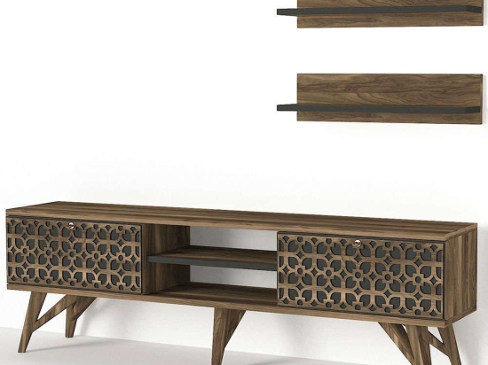 Σύνθεση Τηλεόρασης Fina 804TRH3017 150x29,5x45,5cm Walnut-Anthracite