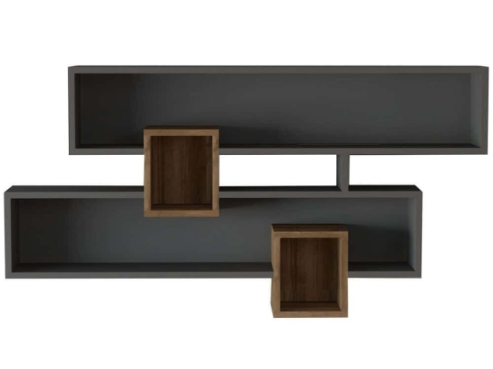 Ραφιέρα Τοίχου Karen 835PUQ1608 120x22x72,2cm Walnut-Anhtacite