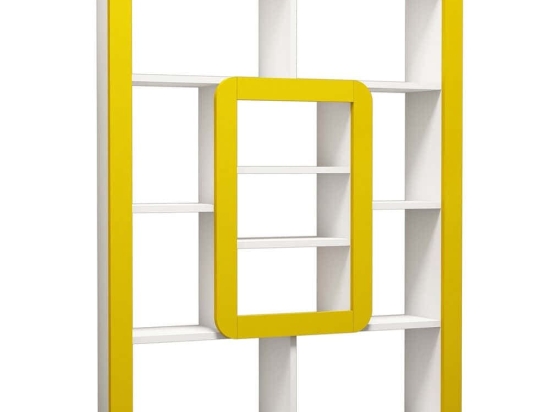 Βιβλιοθήκη Orkide 845HCT3624 108,4x21,8x140cm White-Yellow
